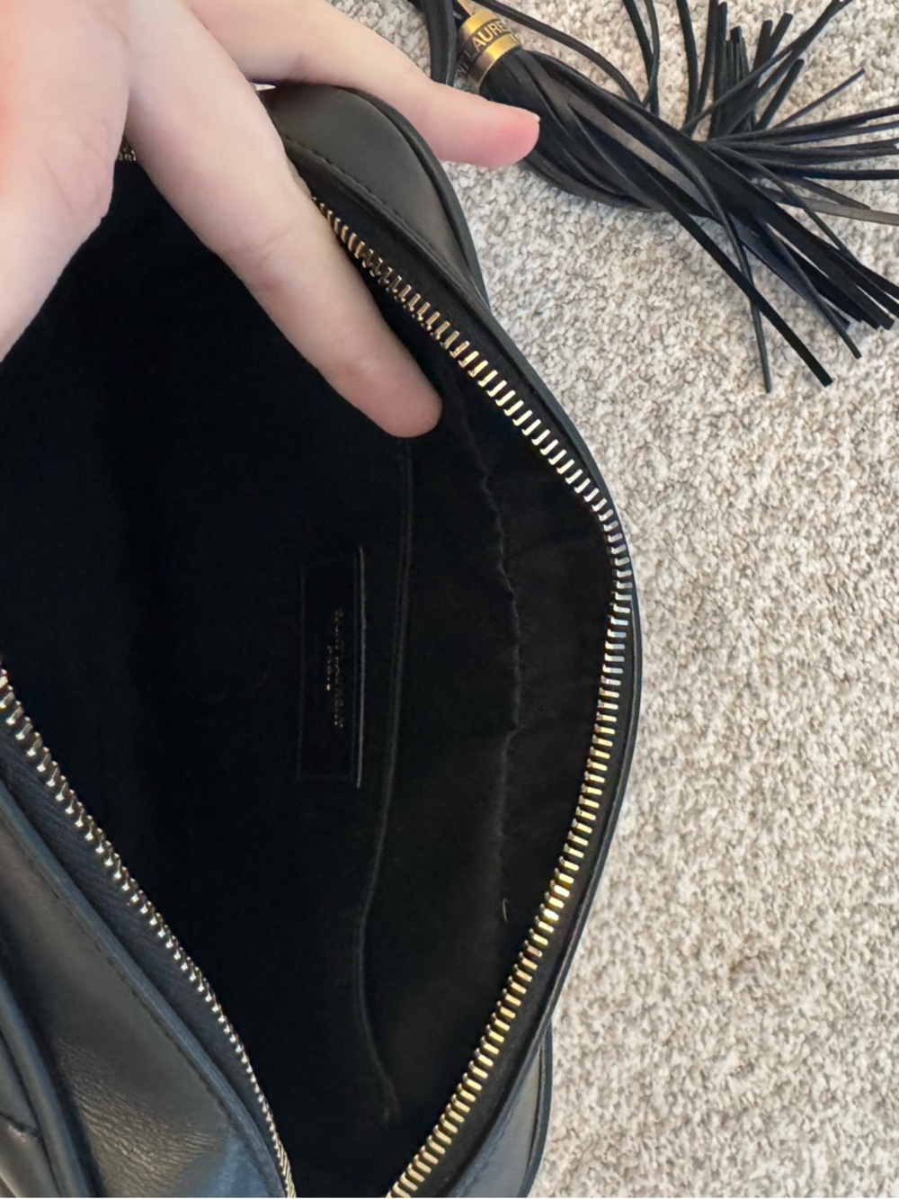 Yves Saint Laurent Black Quilted Leather Crossbody Camera Bag with Tassel - Picture 5 of 9